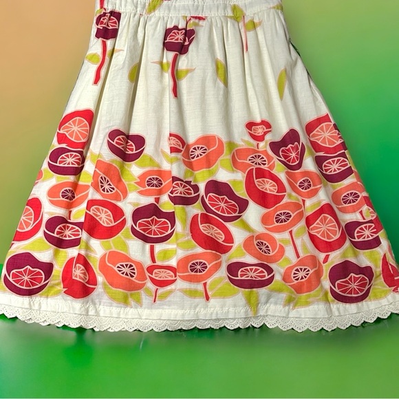 HP Bitten by Sarah Jessica Parker belted poppy sundress, size 8 cream pink green - Picture 8 of 16